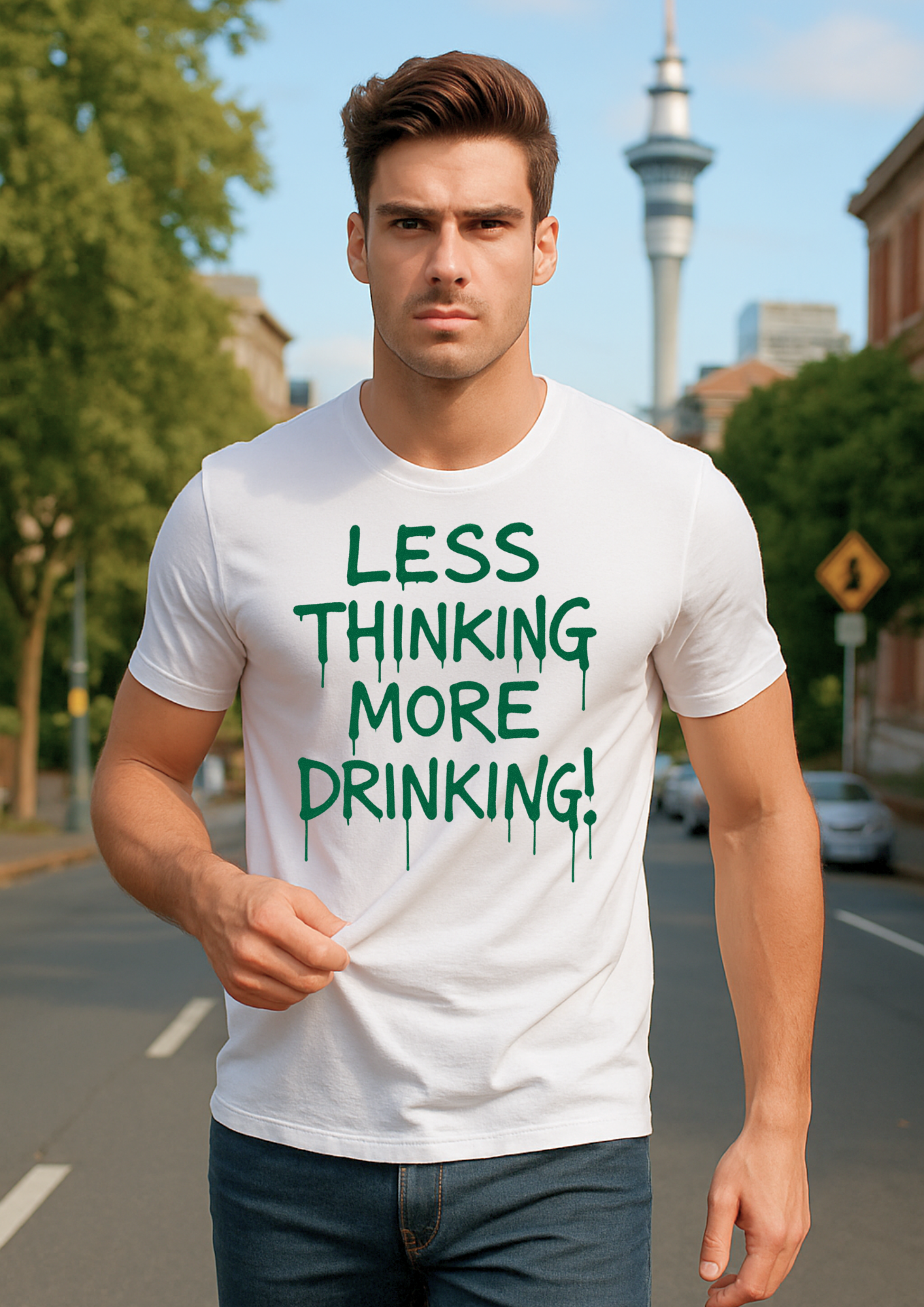 Less Thinking More Drinking T-shirt